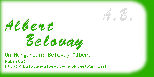 albert belovay business card